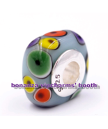 Handmade Moments 925 Silver Multicolor Eyes Blue Square Shape Murano Gla... - $10.29 CAD