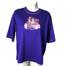 BonWorth High Neck T-Shirt Blouse ~ Sz PXS ~ Purple ~ Short Sleeve ~ Cats  - £10.78 GBP