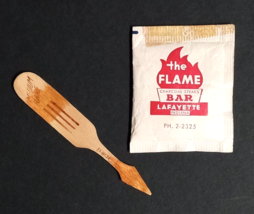 The Flame Bar Lafayette IN Domino Sugar Packet &amp; Steak Marker Lot c1960s - $19.99