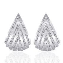 1.50 Carat Round Cut Diamond Triangle J-Hoop Earrings 14K White Gold - $1,086.13