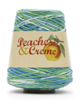 Peaches & Creme Cotton Yarn, 14 Oz. Cone, Emerald Energy - Blue Green White - £15.14 GBP