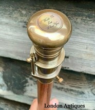 Vintage Brass Telescope Handle Wooden Walking Stick Cane Spyglass Antique - $632.92 MXN
