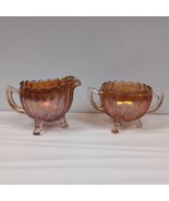 Imperial Glass Marigold Glass Cream &amp; Sugar Set With Pillar Flute Pattern - $18.67