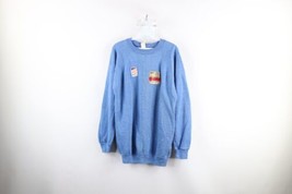 NOS Vintage 70s Streetwear Mens XL Blank Crewneck Sweatshirt Heather Blue USA - £77.83 GBP