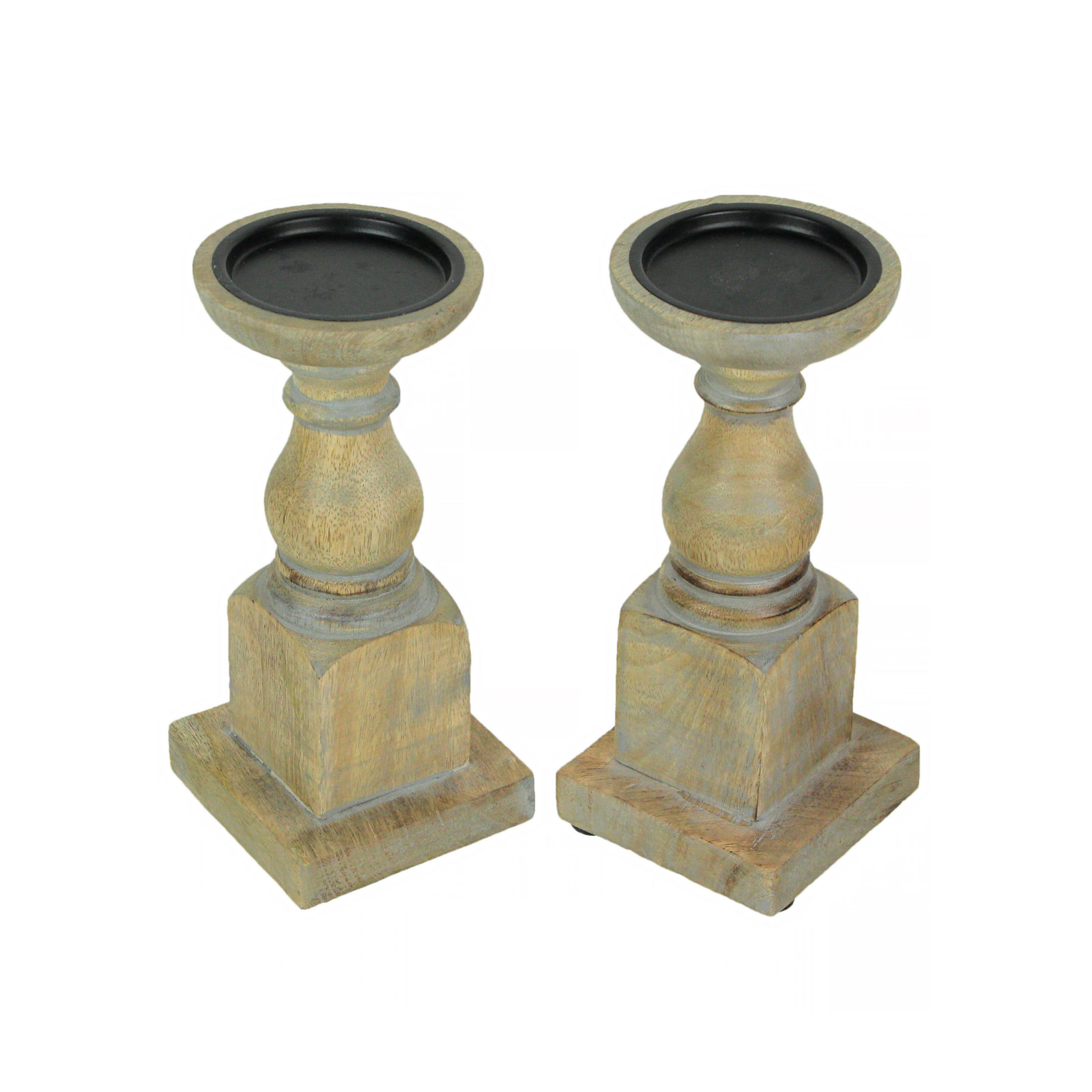 Set of 2 Wooden Pedestal Candle Holders Rustic Centerpiece Home Decor - $38.52 - $49.00