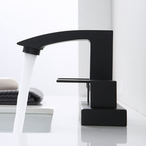Black Square Sink mixer tap Bathroom Vanity Sink 4&quot; Center Hole Lavatory... - £110.54 GBP