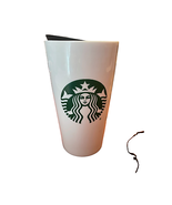 Starbucks Classic White &amp; Green 12 Oz Ceramic Coffee Tumbler with lid, 1... - £17.79 GBP