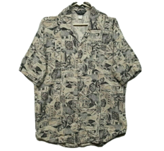Vtg Norman James Hawaiian Style Aloha Print Camp Shirt Rayon Blend Usa Made Sz L - £18.63 GBP