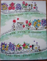 Mid Century Train Load Of Wishes Birthday Greeting Card 1960s - $4.99