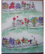 Mid Century Train Load Of Wishes Birthday Greeting Card 1960s - £3.75 GBP