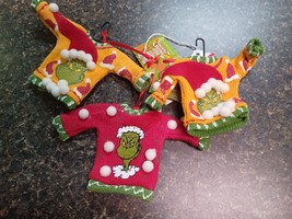 Department 56 Dr. Seuss The Grinch Ugly Sweater Ornament Lot Of 3 - $29.69