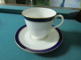 Royal Worcester, England Footed 2 Cup &amp; Saucer, Howard pattern, blue &amp; gold [85] - $74.25