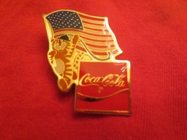 Coca-Cola 1996 South Korean Olympics Lapel Pin Hodori the Tiger and USA Flag - £2.72 GBP