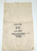 Vintage 1963 Philadelphia U.S. Mint Deposit $50.00 Cents Bag - £23.35 GBP
