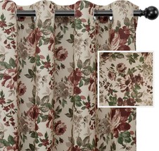 Comfortable Floral Printed Blackout Curtain, 63 Inch Length, Grommet, Beige). - £31.38 GBP
