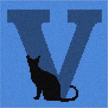 Pepita Needlepoint kit: Letter V Black Cat, 7&quot; x 7&quot; - £41.00 GBP+