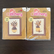 Vintage Jiffy Stitchery 2 Kits Thistles &amp; Pussywillows Cattails &amp; Wheat ... - £19.16 GBP