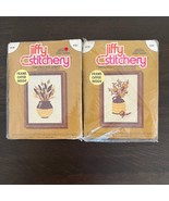 Vintage Jiffy Stitchery 2 Kits Thistles &amp; Pussywillows Cattails &amp; Wheat ... - £18.90 GBP