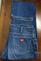 Dickies Mens 5 Pocket Work Straight Leg Blue Jeans W38 L34 Medium Blue Cotton - £11.49 GBP