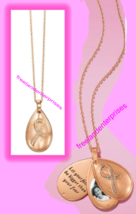 Breast Cancer Pink Hope Keepsake Necklace Goldtone Avon Circa 2018 - £12.65 GBP