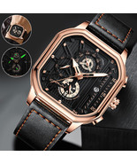 Waterproof Luxury Crrju Men&#39;S Leather Watch Analog Quartz Luminous Busin... - £29.67 GBP