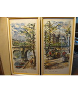 Pair of Vintage Prints ARNO French Watercolor Painting Paris Tower Notre... - £97.63 GBP