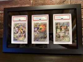 Graded Trading Card Display Case 3 PSA Slabs Sport Football Baseball Woo... - $45.98