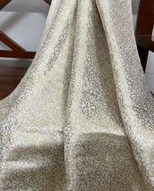 White &amp; Gold Indian Brocade, Jacquard, Wedding Dress, Banarasi Fabric - NF116 - £5.98 GBP+