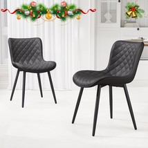 Youtaste Black Dining Chairs Set Of 2 Mid Century Modern Pu Leather Diamond - $298.99