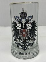 VTG Thick Heavy Glass Austria Coat Of Arms Beer Stein Mug Gold Rim 1 Pin... - €13,49 EUR