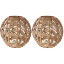 2Pcs Rattan Pendant Lamp Shade, Rattan Basket Chandelier Lamp Shade, Woven Lamps - £44.78 GBP