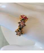 Vintage Joan Rivers Multi-color Crystal Rhinestone Flower Ring Size 10 - $43.07