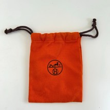 Hermès Orange 6x4.5 Jewelry Dust Bag Brown Drawstring Small Logo Pouch - $29.70
