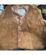 Vintage Cripple Creek Men’s Leather Vest Tan Brown Leather Suede, Lined ... - £23.50 GBP