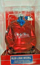 Kurt Adler Philadelphia Phillies Red Glass Hoodie Sweatshirt Ornament 4.5&quot;x3.5&quot; - £30.67 GBP
