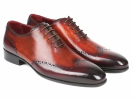 Paul Parkman Mens Shoes Oxfords Brown Bordeaux Wingtip Handmade 84BT76 - £351.70 GBP