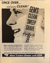 1949 Gem&#39;s Razor Vintage Print Ad Clean Sweep Shave Once Over And You&#39;re... - £10.00 GBP