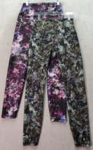 Lot Of 2 RBX Leggings Women&#39;s Small Green Purple Floral Polyester Elastic Waist - £18.09 GBP