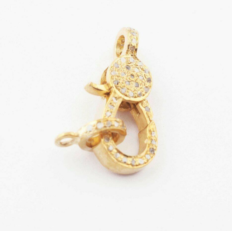 1Pc Pave Diamond Handmade Lobster Lock Clasp Sterling Silver Small lock ... - $60.13