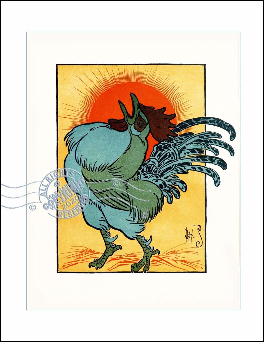 Art Print: Morning Sunshine Rooster (1903) William Wallace Denslow ~ Wak... - $59.90