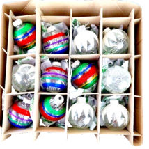 Christopher Radko Shiny Brite 12 Glass Christmas Tree Ornaments - £31.73 GBP