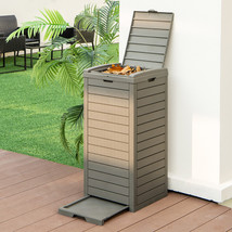 Outdoor Trash Can Waste Bin 31 Gallon w/ Dual Lid &amp; Pull-out Drawer Backyard - £91.91 GBP