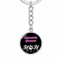 Cat Lover Keychain Gift Havana Brown Cat Mom Keychain Stainless Steel Or 18k Gol - £43.49 GBP