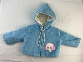 Vintage Baby Boy&#39;s JCPenney Toddle Time Blue Elephant Fuzzy Hooded Jacket - £20.36 GBP