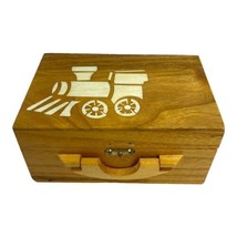 Vintage Choo Choo Train Decal Wooden Kids Toy Box Needs new Lock Lunch Box - £11.95 GBP
