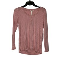 Matilda Jane Snap Henley T-Shirt Size XS Pink Ribbed Stretch Blend Womens LS - £19.45 GBP