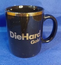 Vintage Black And Gold Rimmed Diehard Gold Advertisment Coffee Mug - $18.69