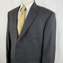 Stafford Executive Glen Plaid Sport Coat 44R 100% Wool Three Button Gray... - $33.99