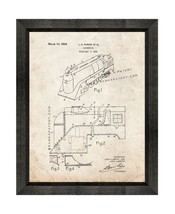 Locomotive Train Patent Print Old Look with Beveled Wood Frame - $24.95+