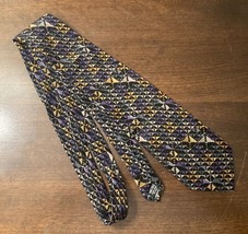 Geoffrey Beene Geometric Pattern Tie Purple Yellow Black Gray Silk Tie - £7.47 GBP